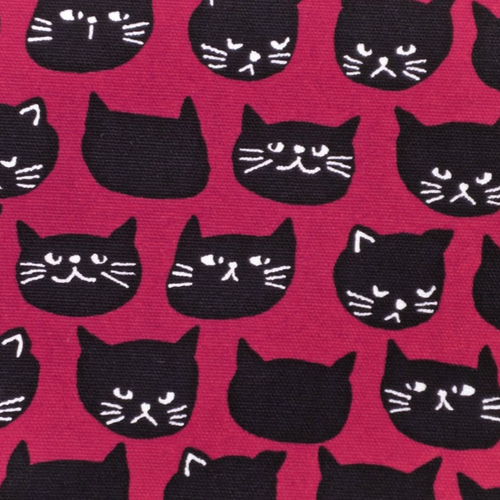 オックス 生地 布【50×110cm】猫柄 ねこ ネコ 黒猫 顔 表情 かわいい