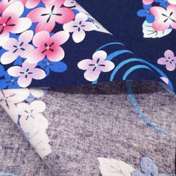 シーチング 生地 布【50×110cm】 紫陽花と水の波紋 和柄 和風 浴衣 和小物 4枚目の画像
