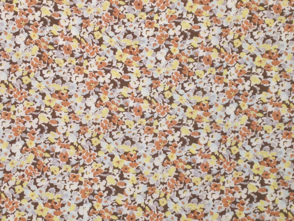 ローン 生地【140×50cm】 レーヨン100％ 小花 花柄 くすみカラー 秋 茶色 ブラウン 2枚目の画像