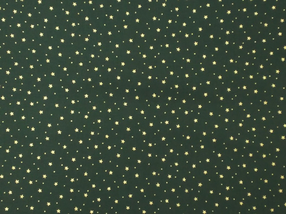 シーチング生地【50×110cm】 星 星柄 スター 金ラメ 冬 クリスマス Xmas 小さい柄 緑 グリーン 2枚目の画像