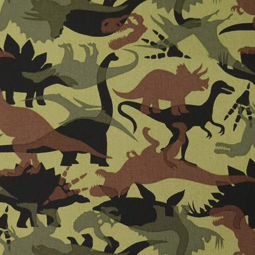 オックス生地【50×110cm】恐竜 ダイナソー 迷彩柄 カモフラ柄 入園入学
