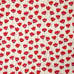 綿 レーヨン 混紡生地【50×110cm】 花柄 花 わた毛 植物 おしゃれ シンプル 生地 布 生成 赤 レッド 2枚目の画像