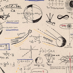 オックス生地【50×110cm】 サイエンス 科学 理科 数学 勉強 学校 入園入学 入園グッズ オックス 生地 生成 1枚目の画像