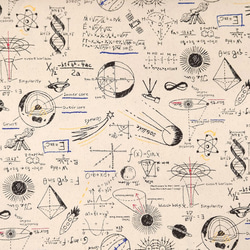 オックス生地【50×110cm】 サイエンス 科学 理科 数学 勉強 学校 入園入学 入園グッズ オックス 生地 生成 2枚目の画像
