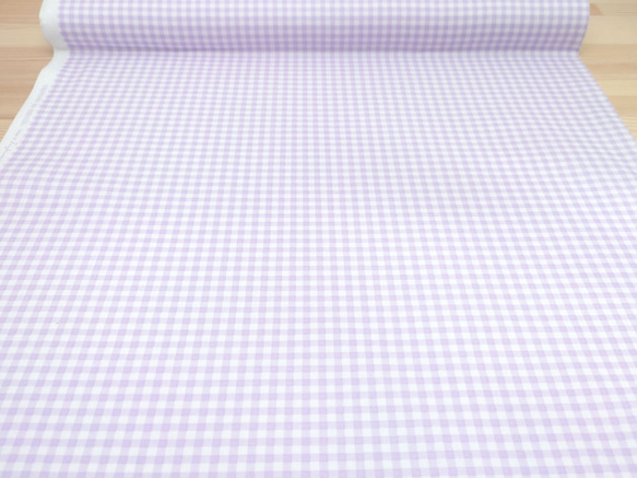 オックス生地【50×110cm】 パステルカラー チェック柄 ギンガムチェック 入園入学 女の子 布 ラベンダー 薄紫 2枚目の画像