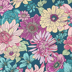 10番オックス 生地【50×110cm】 花柄 大きい 花 カラフル 華やか