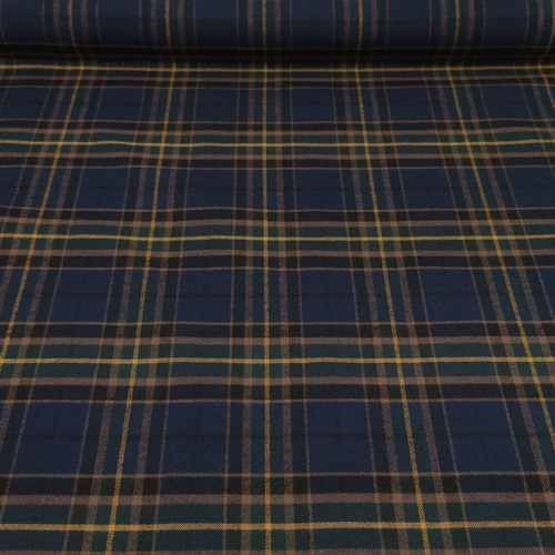 麻のネイビーとブラウンのチェック柄羽織 麻のネイビーとブラウンの