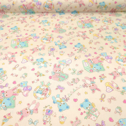 宅配 オックス生地【50×110cm】 くま うさぎ ぬいぐるみ ゆめかわいい あみぐるみ