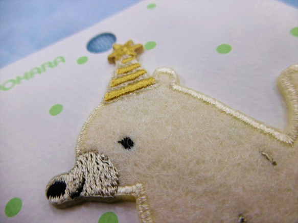 刺繍フェルトワッペン しろくま 白くま クマ 熊 かわいい 動物 アップリケ  <PTM-415> 3枚目の画像