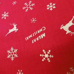 残1 シーチング 生地 布【50×110cm】クリスマス 小さい柄 トナカイ ラメ 赤 2枚目の画像