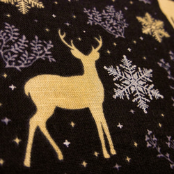 シーチング 生地 布【50×110cm】クリスマス トナカイ 雪の結晶 ブラック 3枚目の画像