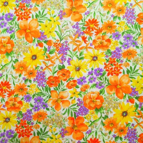 オレンジが綺麗な花柄 生地 手づくり創庫 アイリー 通販 7106128