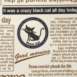 オックス生地【50×110cm】猫柄 ねこ ネコ 黒猫 新聞 ココランド 英字 アルファベット 2枚目の画像