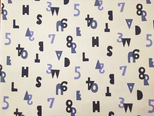 数字とアルファベットのコラボ【クリーム】 生地 手づくり創庫