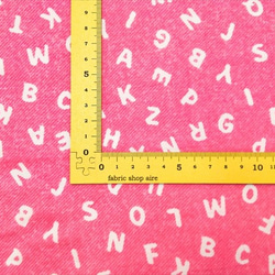 Wガーゼ生地【50*110】アルファベット 英字 デニム風 ピンク 4枚目の画像