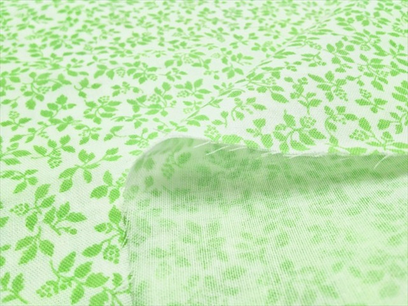 Wガーゼ生地【50*110】植物柄 葉っぱ シンプル グリーン 3枚目の画像