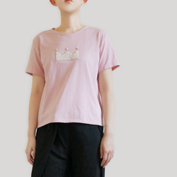 粉色竹節棉繡珠棉質T-shirt 第4張的照片