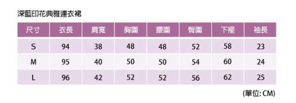 深藍印花典雅連衣裙 第8張的照片