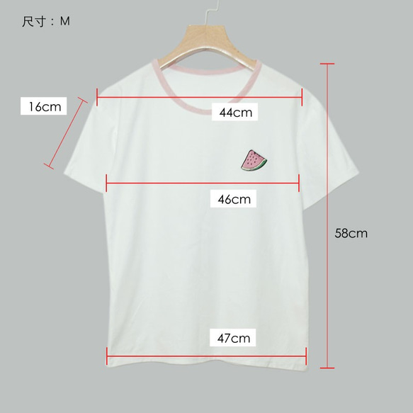 【週年慶滿額禮】小西瓜領圍拼色棉質T-Shirt 第6張的照片