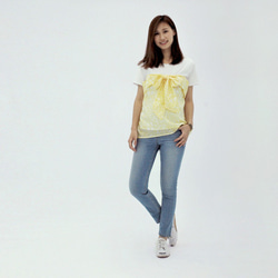檸檬黃棉質假兩件T-Shirt 第5張的照片