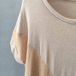 雙色絲棉小蓋袖T-Shirt - 深淺奶茶色 第7張的照片