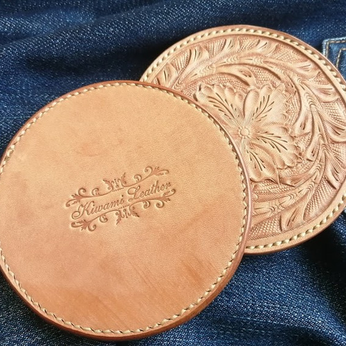 サドルレザーのカービングコースター コースター kiwami-leather