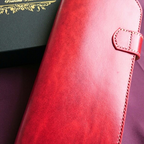 蝶をあしらったルガトとサドルレザーのロングウォレット 長財布 kiwami