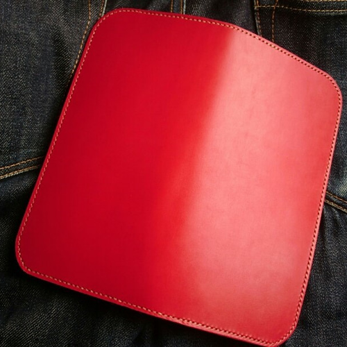 希少な赤のブライドルレザー×サドルレザーのロングウォレット 長財布