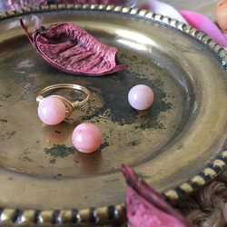 《10月誕生石》ピンクオパールの一粒ワイヤーリング 5枚目の画像