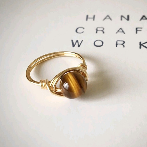 ピンキーリング】タイガーアイの一粒ワイヤーリング 指輪・リング HANA