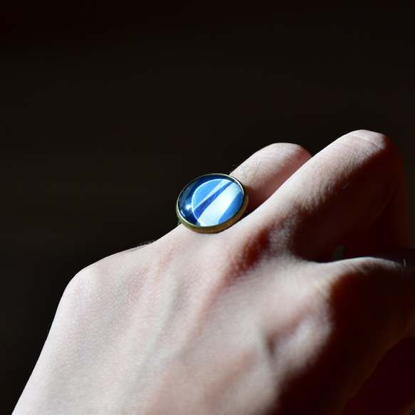 古銅復古戒指-藍白帶 第4張的照片