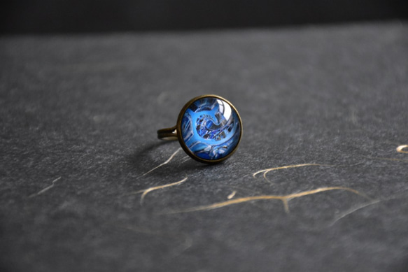 古銅復古戒指-藍 第1張的照片