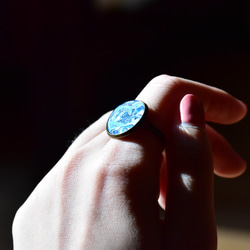 古銅復古戒指-藍 第4張的照片