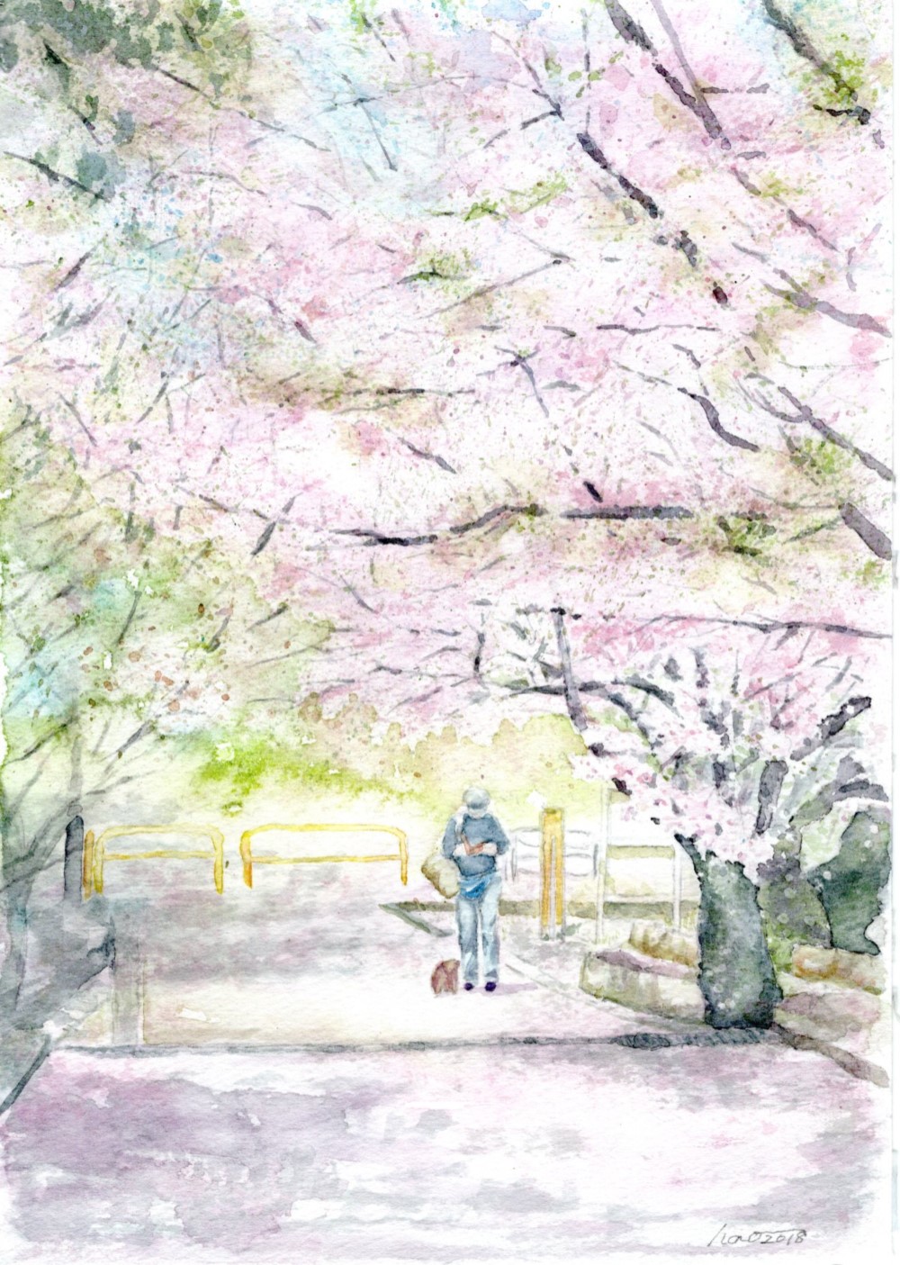 残り桜～水彩原画 絵画 KASEN 通販 5431044｜Creema(クリーマ)