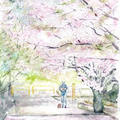 残り桜～水彩原画 絵画 KASEN 通販 5431044｜Creema(クリーマ)