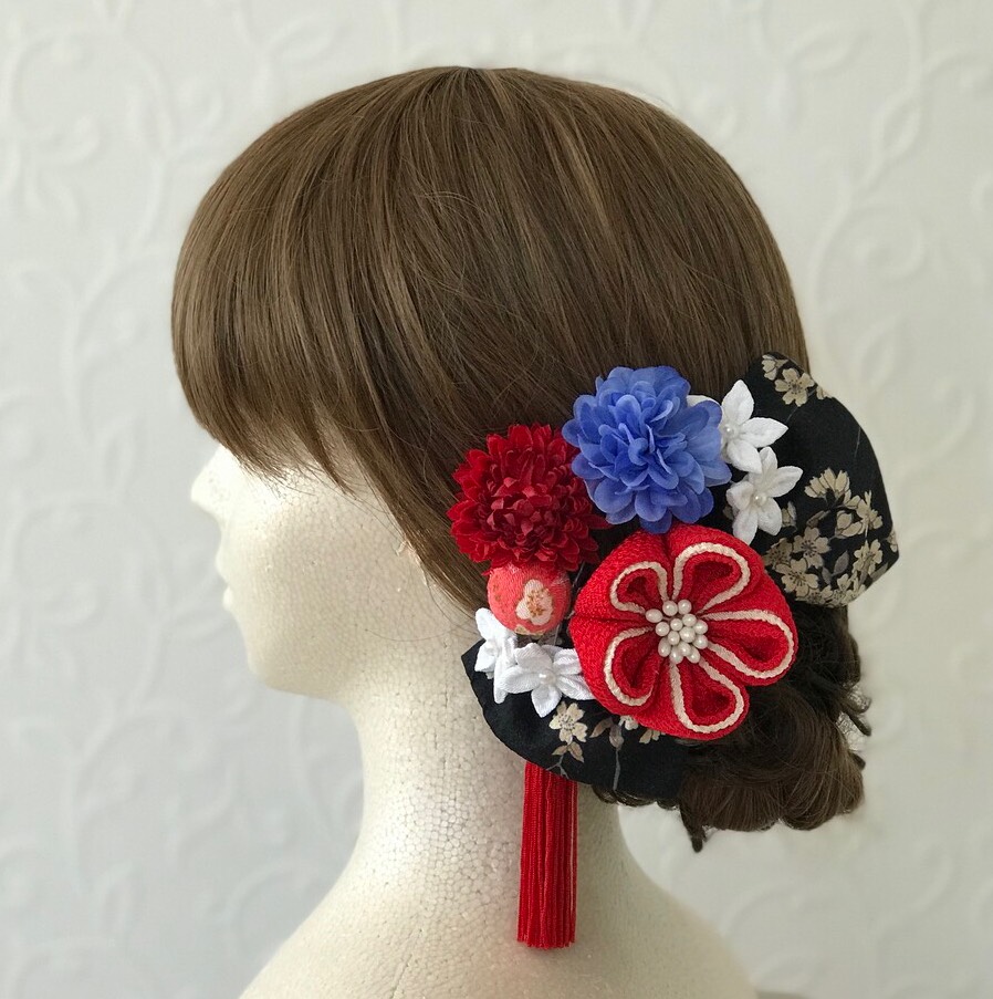 つまみ細工置き型雛飾り　桜ヘアリボン　No.631