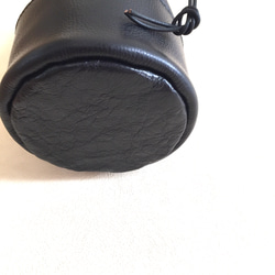 SALE  レザー巾着bag chocotto plus button ブラック 4枚目の画像