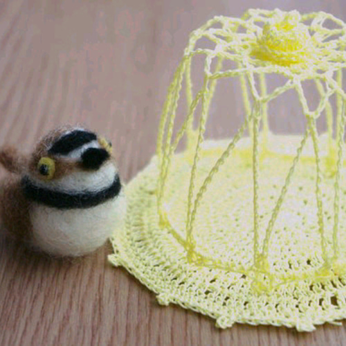 レース編み ミニミニ鳥かご(・e・) その他置物 セキレイ 通販 1106984