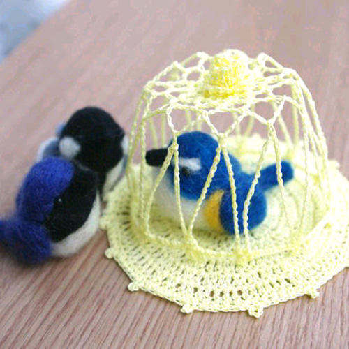 レース編み ミニミニ鳥かご(・e・) その他置物 セキレイ 通販 1106984