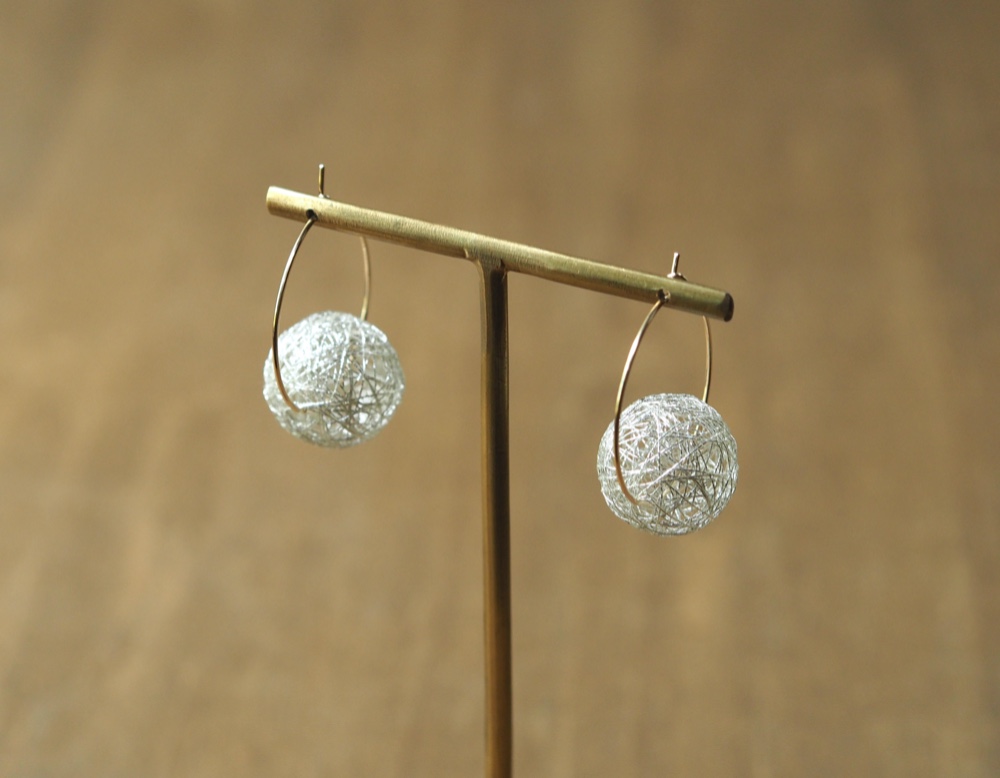 糸玉Starball 星のフープピアス シルバー [K14gf]【haj_sb006】