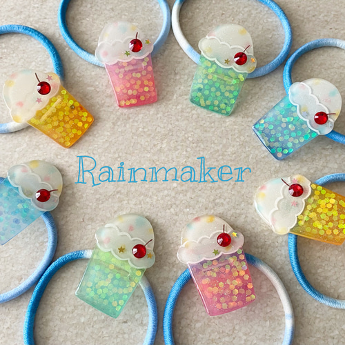 クリームソーダ☆ベビーヘアクリップヘアゴムハンドメイド