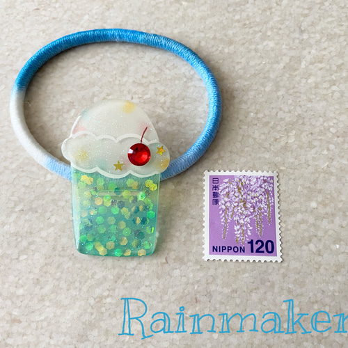 クリームソーダ☆ベビーヘアクリップヘアゴムハンドメイド