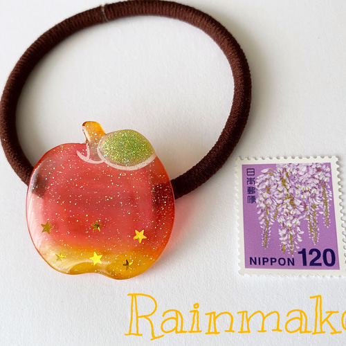 りんご レジン ハンドメイド ヘアゴム りんご レジン ハンドメイド