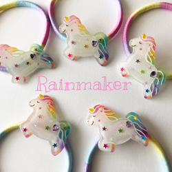 ★虹色ユニコーンのヘアゴム★ 3枚目の画像