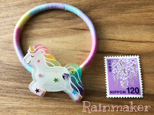 ★虹色ユニコーンのヘアゴム★ 4枚目の画像