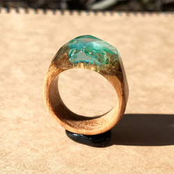 美しい景色を閉じ込めた木の指輪 Crystal wood ring  <Stream ~流~> 3枚目の画像