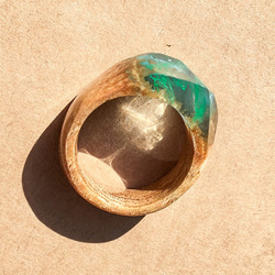 美しい景色を閉じ込めた木の指輪 Crystal wood ring  <Stream ~流~> 4枚目の画像
