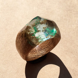 美しい景色を閉じ込めた木の指輪 Crystal wood ring  <Stream ~流~> 5枚目の画像