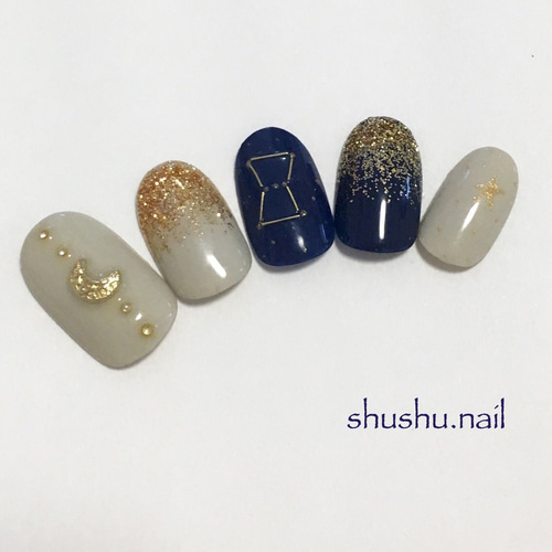 キラキラ☆オリオン座ネイル ネイルチップ(つけ爪) shushu キラキラ☆オリオン座ネイル ネイルチップ(つけ爪) shushu