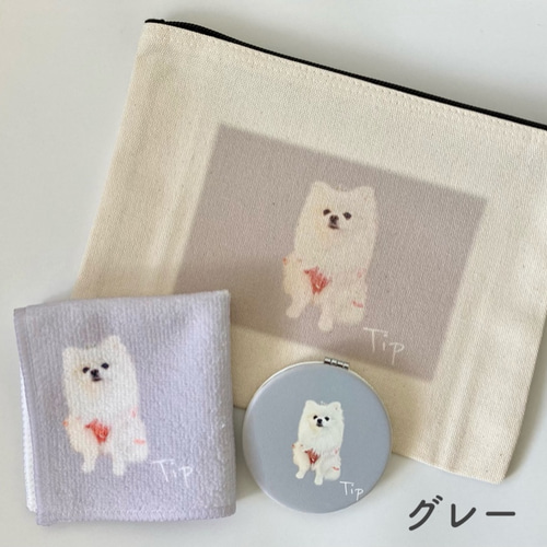 うちの子ギフトセット （コンパクトミラー・タオルハンカチ・フラット